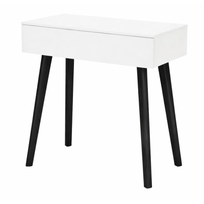 Toaletka / konsola "LENA" biała mat 75cm, bukowe czarne nóżki